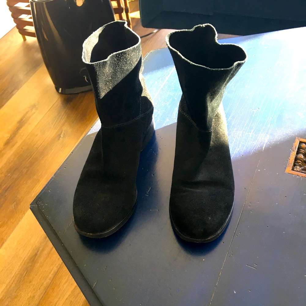 Eileen Fisher Jaunt Black Suede Ankle Booties Size 8